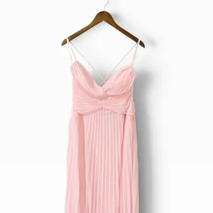 Lulus Corella Light Pink Pleated Backless Maxi Dress size Large NWT thumbnail 5