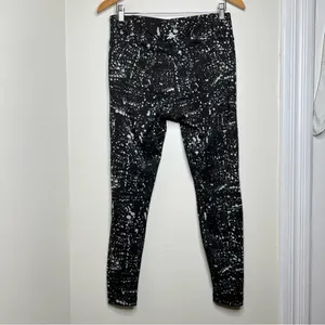Reebok Speedwick Splatter Print Leggings Women’s SZ Large Black Gray 26” inseam thumbnail 6