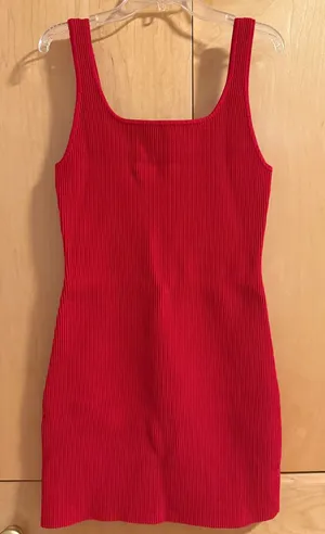 Babaton Sculpt Knit Squareneck Mini Dress red thumbnail 1