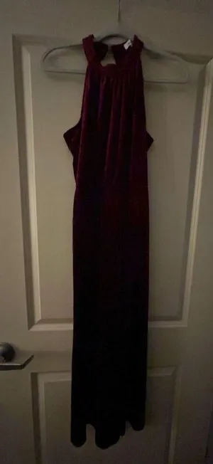NEW Wine Red Halter Velvet Maxi Cocktail Formal Prom Bridesmaid Dress 2X thumbnail 3