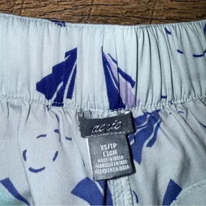 aerie Light Blue Paper Plane Tie-Waist Skort with Navy & Coral Accents thumbnail 8