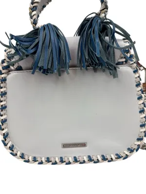 Rebecca Minkoff Chase Medium Saddle Bag Light Blue Leather Tassel Crossbody Bag thumbnail 8