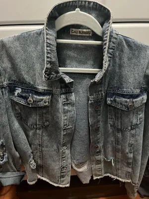 Cool Girl Distressed Denim Jacket Blue Size L thumbnail 1