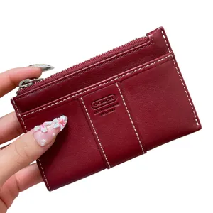 Red Mahogany Vintage Leather Coach Mini Skinny ID Wallet Coin Purse Card Holder thumbnail 2