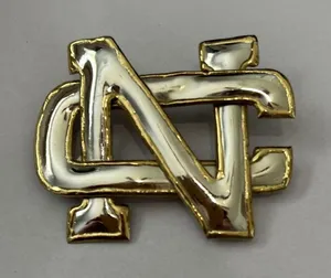 Interlocking NC Logo Brooch Pin/ Pendant Two Tone Gold Silver Vintage NCAA UNC thumbnail 1