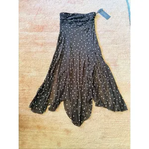 NWT Sans Souci Polka Dot Sheer Strapless Handkerchief Tube Dress Top Size M Y2K thumbnail 3
