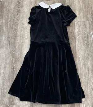 Hot Topic Black & White Collar Velvet Dress Wednesday Addams Goth Small thumbnail 7