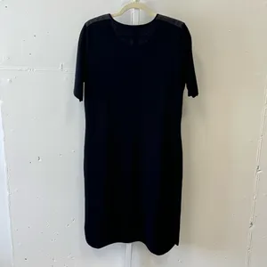Brooks Brothers‎ Leather Combo Wool Knit Shift Midi Dress Black XL thumbnail 3