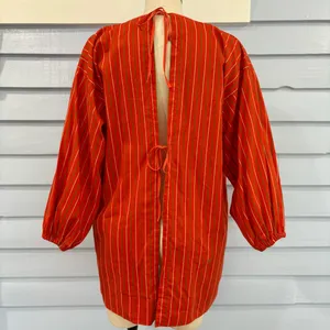 Vintage 60s/70s Stripe Balloon Sleeve Pom Pom Smock Top thumbnail 5