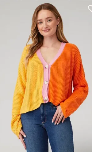 Line & Dot Women’s Catalina Colorblocked Cardigan Colorful‎ Sweater Size XS thumbnail 1