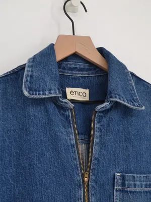 ETICA Zeta Carpenter Denim Jumpsuit Medium Wash Blue S thumbnail 6