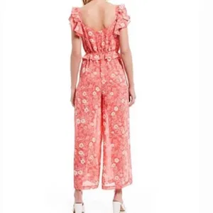 Red Dress Boutique NEW‎ A Loves A Pink Floral Ruffle Sleeveless Jumpsuit M thumbnail 2
