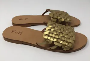 Mi.iM Cross-Hatch Golden Slip On Sandals Size 8 Slides Party Night Out Summer thumbnail 6