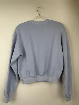 Skims Blue Cotton Blend Crewneck Fleece Sweatshirt Size Small thumbnail 6