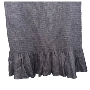 Band‎ of Gypsies Linen Blend Smocked Mini Dress Large Ruffled Sleeve Black Party thumbnail 4