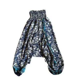 Unbranded Women’s Harem Pants Floral Print Drop Crotch Unique Hippie Size S READ thumbnail 1