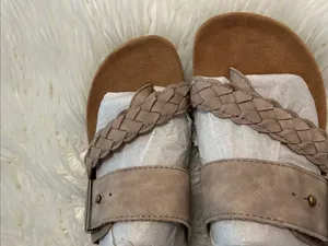 Earth Origins Oneida Taupe Braided Slide Sandals size 7 brand new thumbnail 2