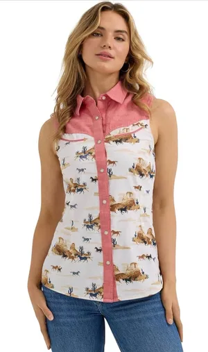 Wrangler Women’s Silver Retro Scenic Shirt | M thumbnail 1