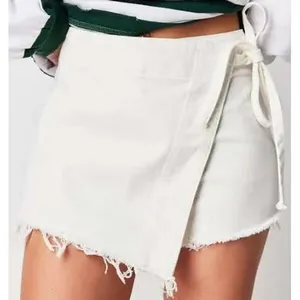 Free People Womens Skort 12 White We The Free Wrap Denim Frayed Hem OB1505112 thumbnail 1