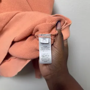 Free People FP Movement Women 100% Cotton‎ Hoodie Large Orange Waffle Knit thumbnail 8