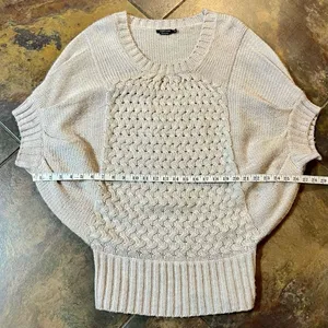 Vertigo Cream Short Sleeve Batwing Dolman Oversized Sweater Extra Small thumbnail 6