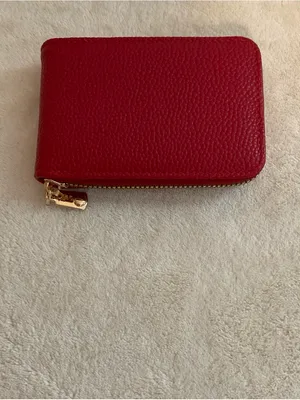 Red Zip Card Wallet with ID Window thumbnail 2