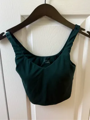 Aerie Real Me Low Key Longline Sports Bra in Jade thumbnail 2