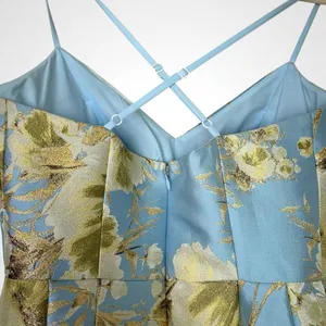 Eliza J Jacquard Brocade Floral Midi Flare Dress with Crisscross Straps thumbnail 9