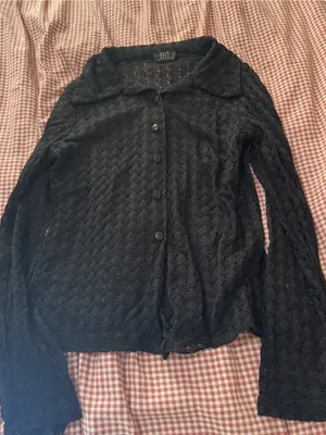 Y2K Black Sheer Knit Button thumbnail 4