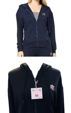BADGLEY MISCHKA Black Avant Gard Zip Up Hoodie Size Large thumbnail 4
