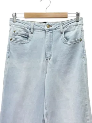 Maeve Anthropologie Jeans Sz 29 Light Wash High Rise Wide Leg Crop Stretch Denim thumbnail 4