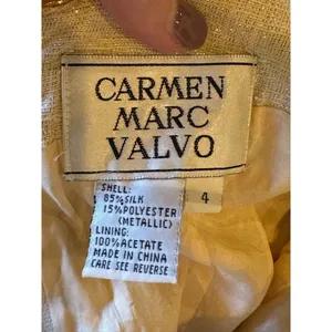 Carmen Marc Valvo Dress Women 4‎ Gold Silk Metallic Embroidered Mini Shea… thumbnail 8