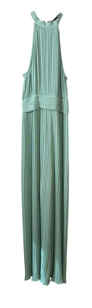 Zara Sea Green‎ Pleated Halter Neck Jumpsuit Size Small thumbnail 1