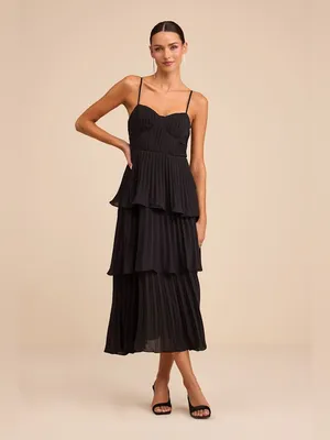 LULU’S Cascading Crush Black Tiered Bustier Midi Dress thumbnail 7