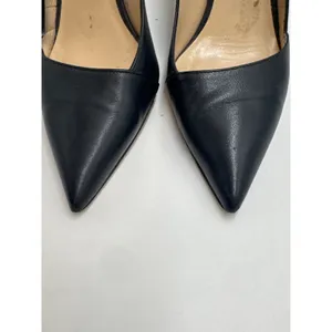 Saks 5th Avenue Vintage Saks Fifth Avenue Pumps Womens 7B Black Leather Pointed Toe Italy thumbnail 5