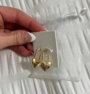Gold Heart Earrings thumbnail 1