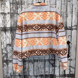 SO tribal fleece cropped zip up jacket thumbnail 4
