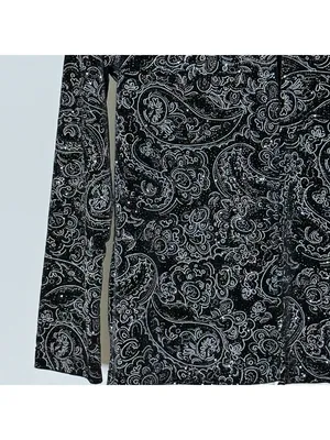 Notations Vintage Black Velvet Glitter Paisley Long Sleeve Top Petite Medium Whimsigoth thumbnail 9