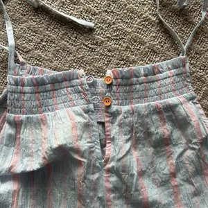 Maeve by Anthropologie Gauzy Tiered Dress Cover Up Light Blue Pink Stripe‎ XS thumbnail 11