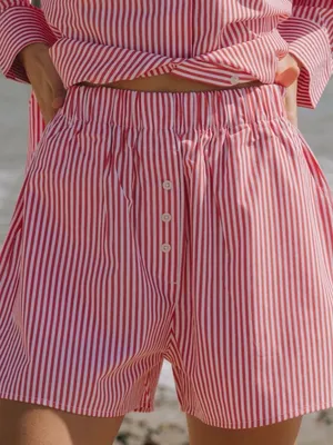 Daily Drills Poplin Resort Shorts in Red Stripes Size XS/S thumbnail 2