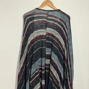 Free People Big‎ Trail Poncho Cardigan Sweater Blue Multi Large Festival Indie thumbnail 7