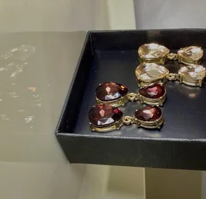 Crystal Drop Earrings, 2 pairs Gold thumbnail 2