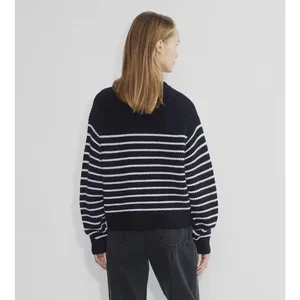 Aritzia Wilfred Maria Merino Wool Sweater Navy White Stripe Size Small thumbnail 2