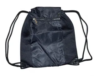 Lululemon Black Drawstring Backpack Gym Sack Lightweight Nylon Bag with Zip Pock thumbnail 1
