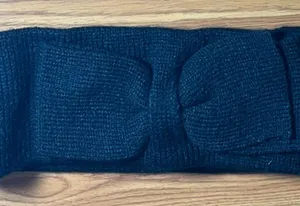kate spade navy knit headband with logo tag thumbnail 1