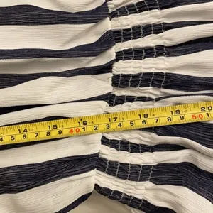 Entro Blue Mini Dress Women's Size L One Shoulder Ruffled Striped NEW thumbnail 8