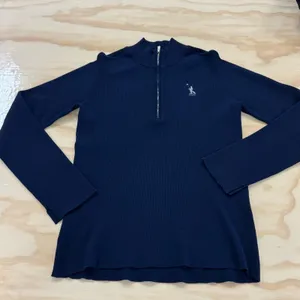 Peter Millar Women’s‎ Quarter Zip Ribbed Pullover Ling Sleeve Sweater Navy Lg thumbnail 1