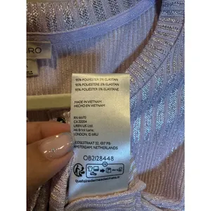 Pilcro Anthropologie Metallic Pink Silver Ribbed Henley Long Sleeve Size Large thumbnail 5
