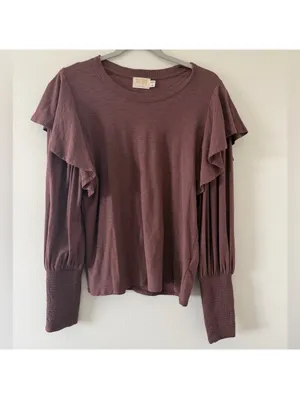 NationLTD Reva Victorian Inspired Statement Sleeve Minimalistic Cotton Tee Large thumbnail 2