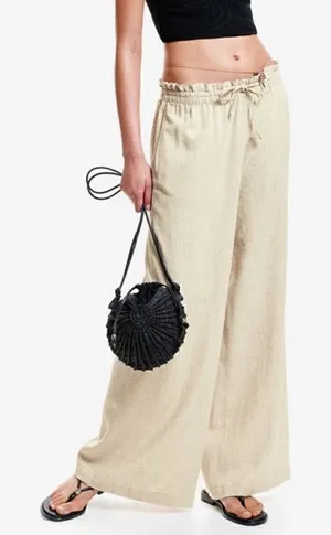 H&M Beige Linen Blend Dress Pants(Size 8) thumbnail 1